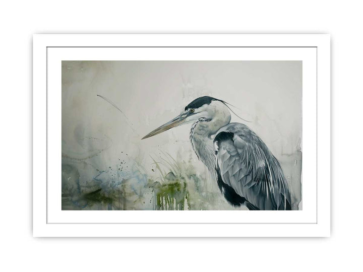 Heron Watercolor Painting framed Print