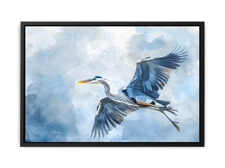 Watercolor Heron Painting canvas Print