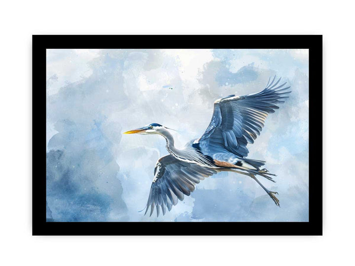 Watercolor Heron Painting framed Print