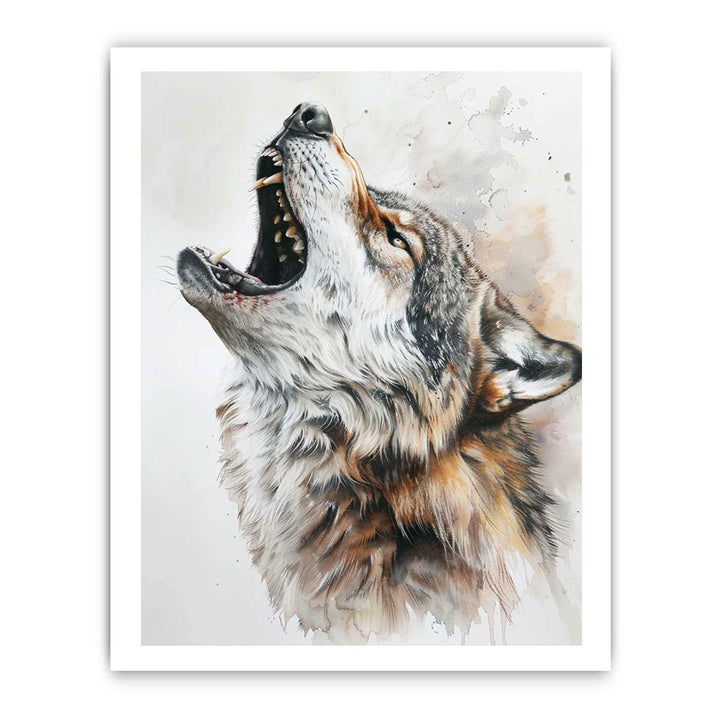 Howling Wolf Watercolor Painitng framed Print