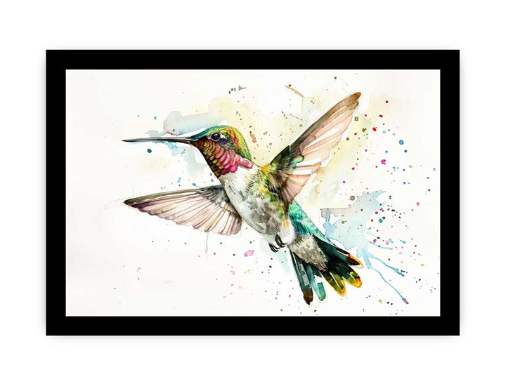 Hummingbird Watercolor Painting framed Print