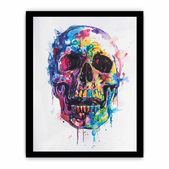 Skull Watercolor Painting framed Print