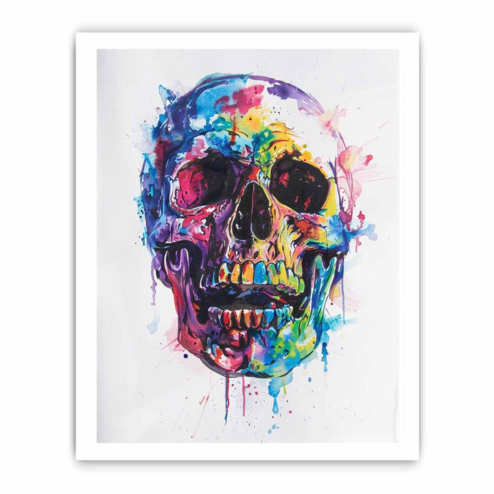 Skull Watercolor Painting framed Print