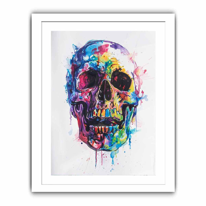 Skull Watercolor Painting framed Print