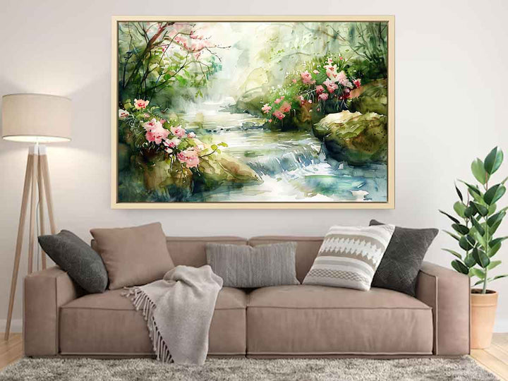 Watercolor River Paining Art Print