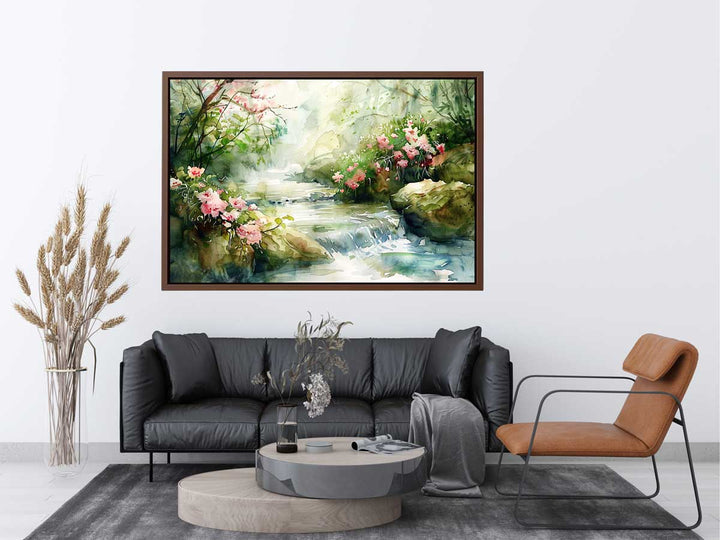 Watercolor River Paining Art Print