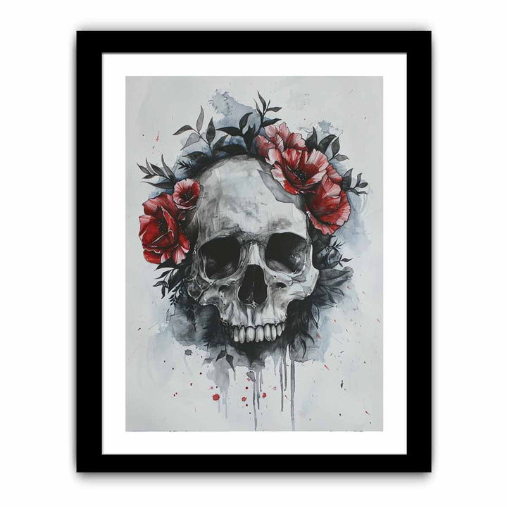 Watercolor Skull  Painting framed Print