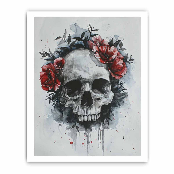 Watercolor Skull  Painting framed Print