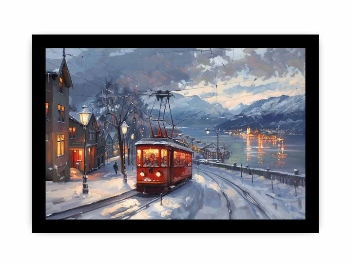 Olso Tram Painting  framed Print