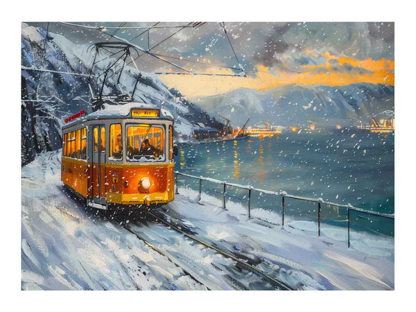 Tram In Snow Art Print