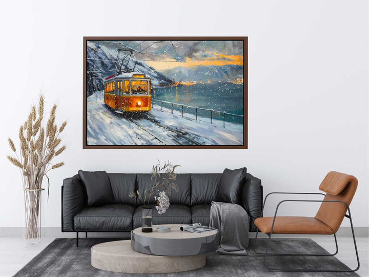 Tram In Snow Art Print