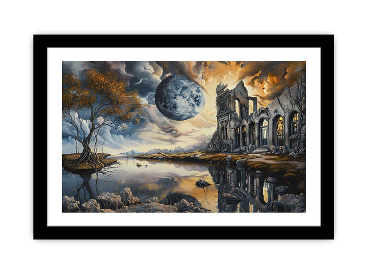 Evening  Moon framed Print