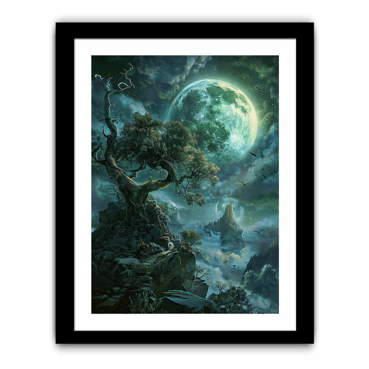 Fantasy moon framed Print