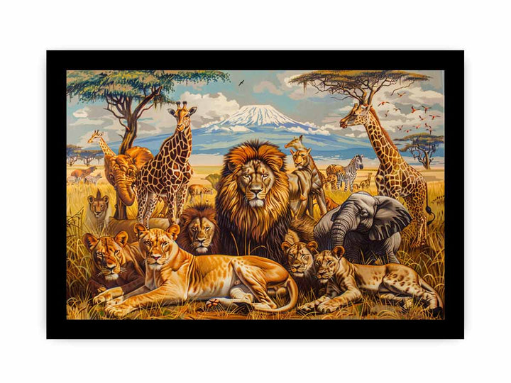 Three Lions framed Print