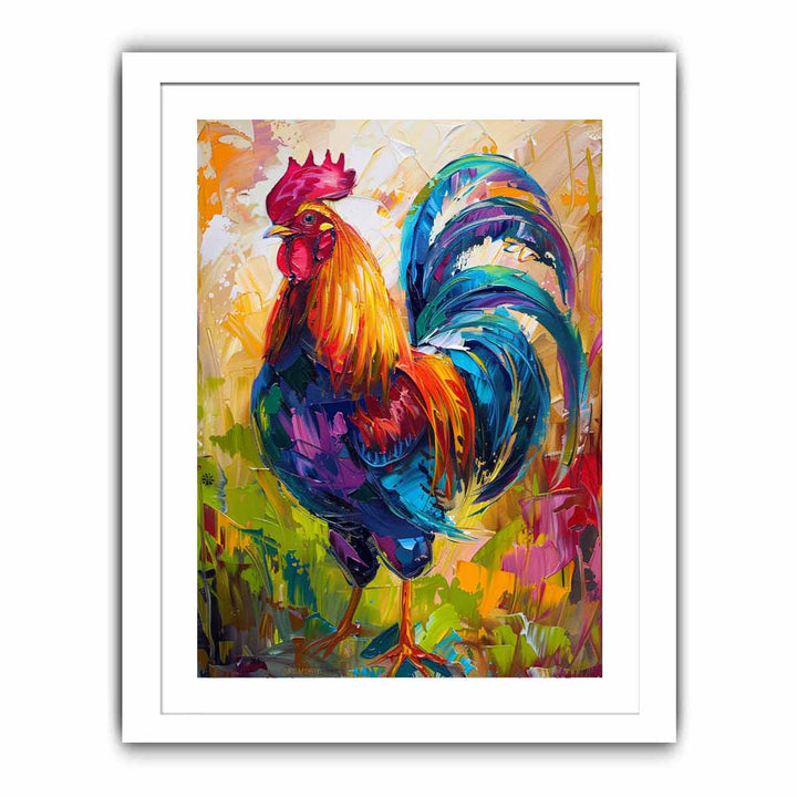 Colorful Rooster Painting framed Print