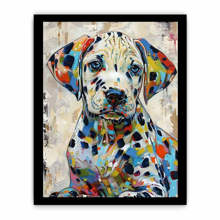 Colorful Dalmatian Puppy Dog Painting framed Print