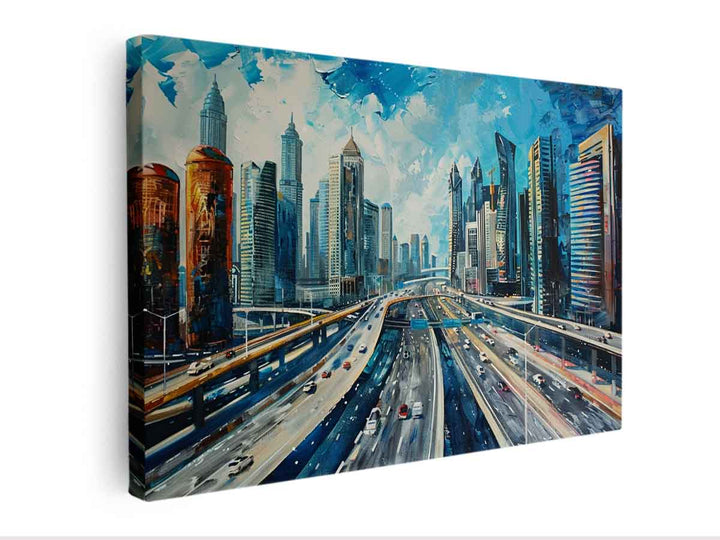 Dubai Skyline Painting canvas Print