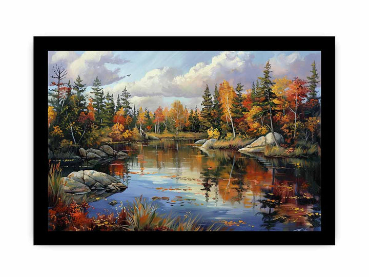 Pine River Reflection framed Print