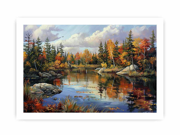 Pine River Reflection framed Print