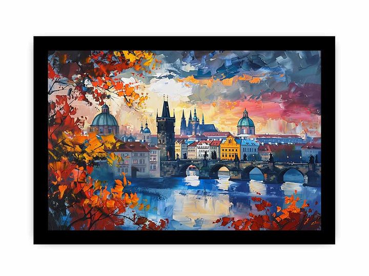 Prague City Of Hundres Spiers Paintingframed Print