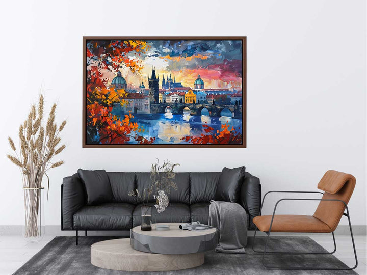 Prague City Of Hundres Spiers Painting Art Print