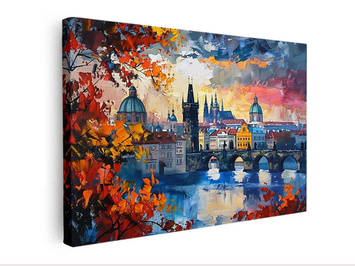 Prague City Of Hundres Spiers Painting canvas Print