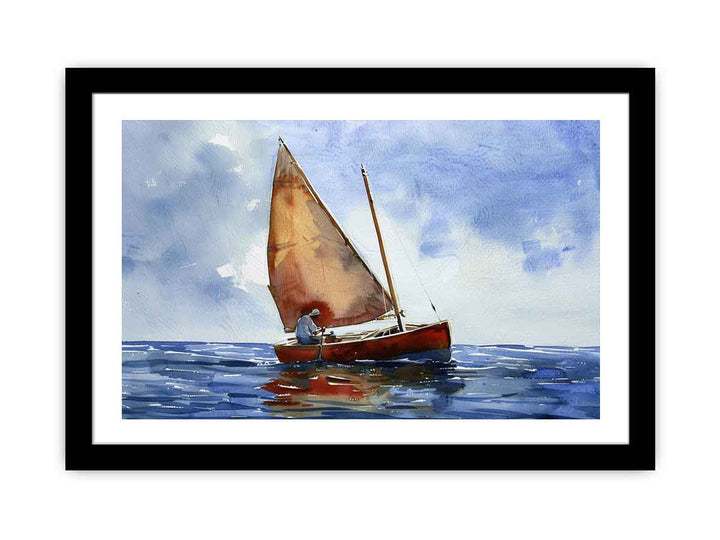 Man Sailing A Dory Painting framed Print