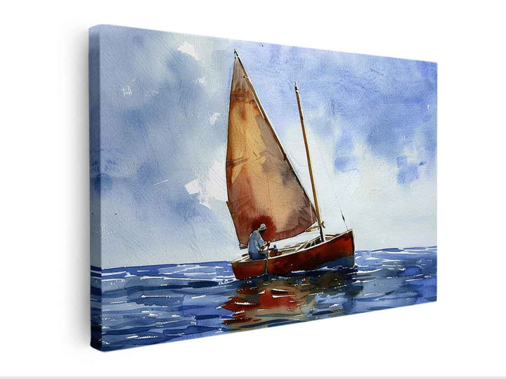 Man Sailing A Dory Painting canvas Print