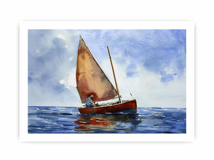 Man Sailing A Dory Painting framed Print