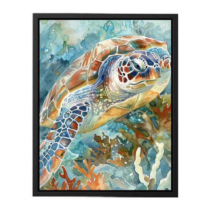 Turtle Watercolor Painting canvas Print