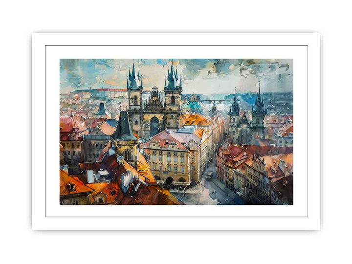 Prague City Painting framed Print