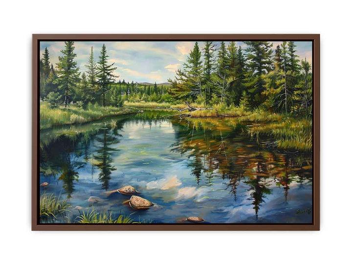 Pine River Reflection Painting Painting