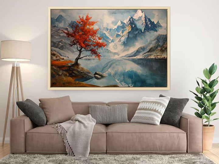 Mountain Lake Painitng Art Print