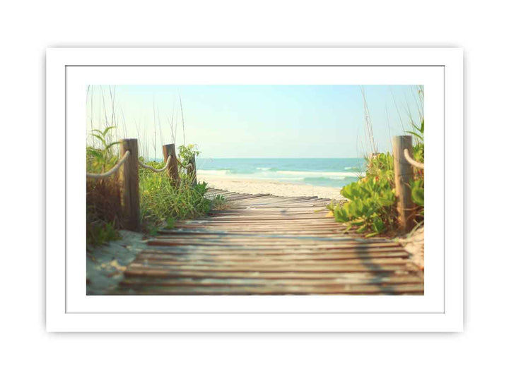 Wooden Path To Sea framed Print