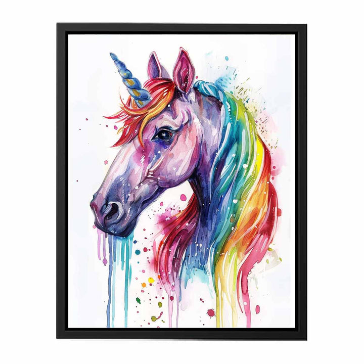 Unicorn Rainbow Watercolor Painting  canvas Print