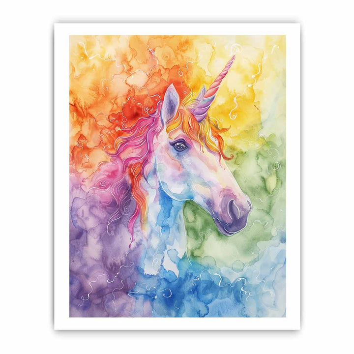 Unicorn Watercolor Painting framed Print