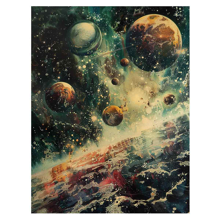 Cosmic Crowd Of Planets Art Print