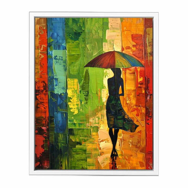 Abstract Umbrela Walk Framed Print