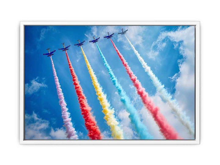 Flying Planes Rainbow Framed Print