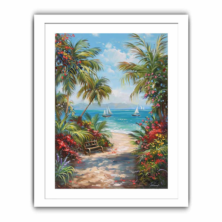 Mediterranean Beach Streched canvas