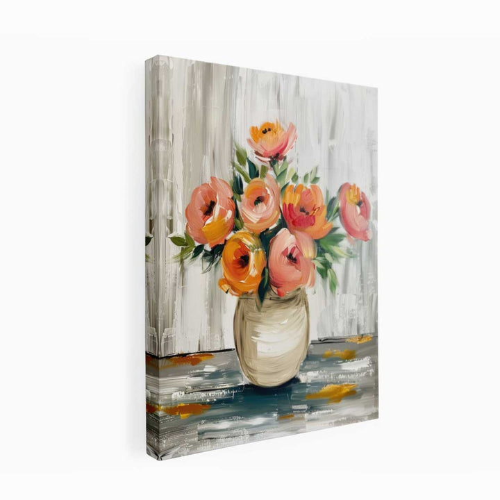 Flower & Vase Painting Canvas Print