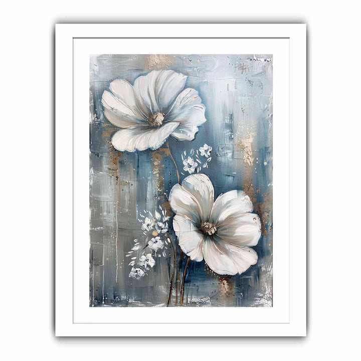 White Flowers Art Streched canvas