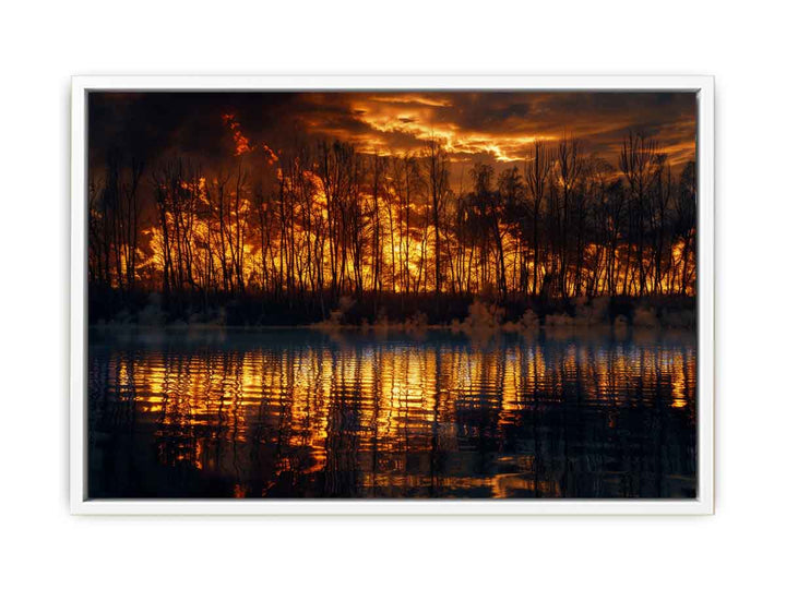 Lake on Fire Framed Print