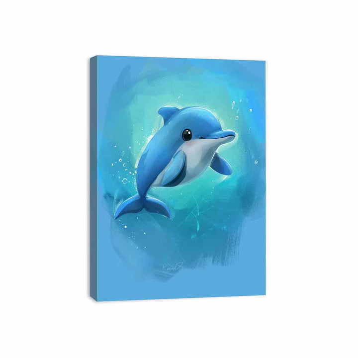  Cartoon Dolphin Canvas Print