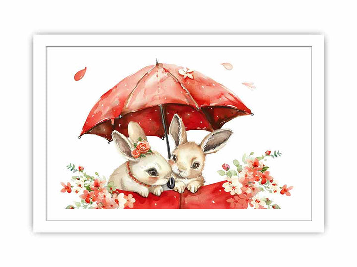 Watercolor Bunnies Streched canvas