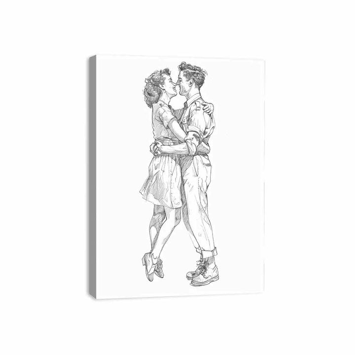 Couple  Kiss  Canvas Print