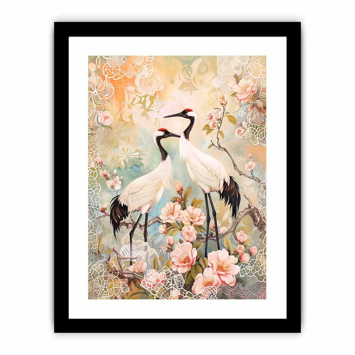 White Cranes  Art Print