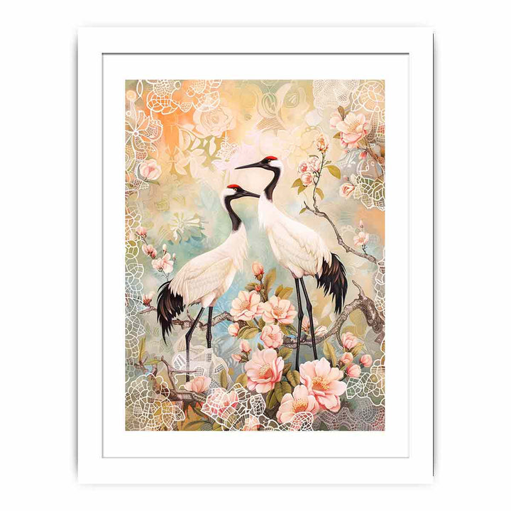 White Cranes Streched canvas