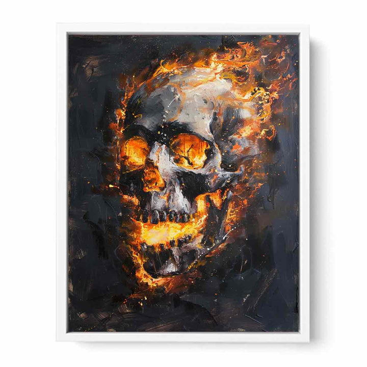 Skull on Fire Framed Print