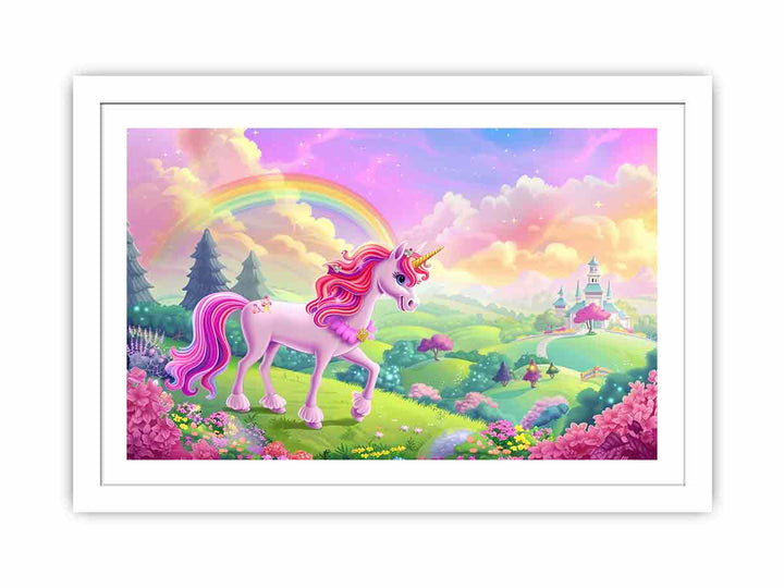 Unicorn In Garden Streched canvas